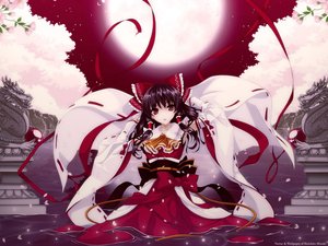 安卓动漫 CG 漫画 美少女 可爱 月亮 红 草泥马手机壁纸