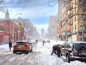 安卓风景 城市 街道 白雪手机壁纸