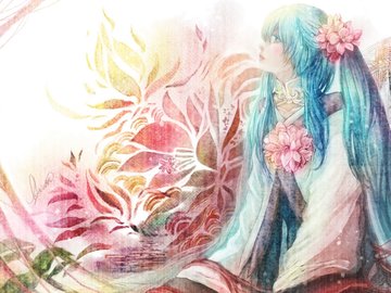 动漫 动漫少女 插画 手绘 初音