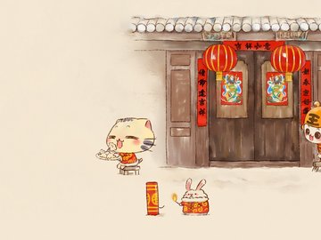 动漫 CC猫 原创 CC猫新年快乐 春节 新年