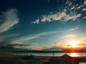 风景 草原 湖泊