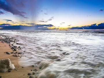 风景 沙滩 礁石 浪花