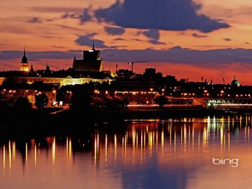 风景 城市 波兰 华沙 夜景