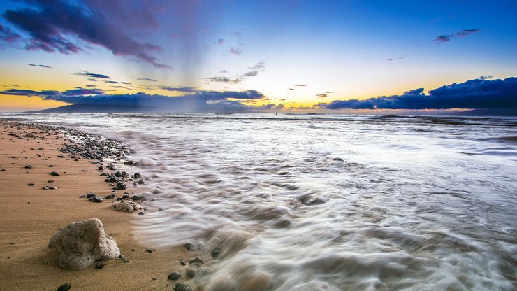 风景 沙滩 礁石 浪花