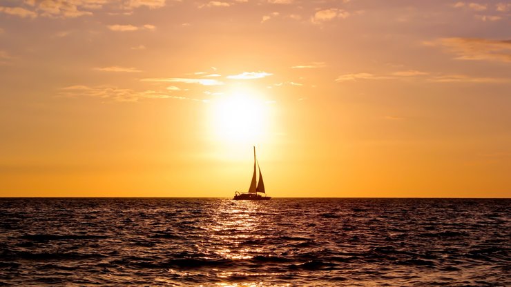 风景 落日 夕阳 地平线 海洋 大海 落日余晖