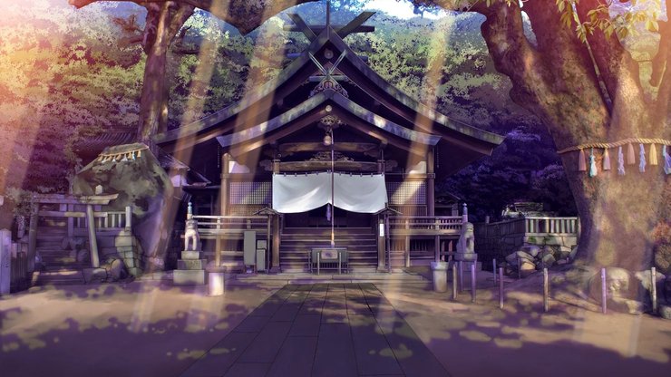 安卓手机动漫 手绘 寺院 房屋高清壁纸