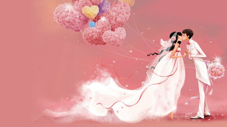 安卓爱情美图 浪漫手绘 甜蜜婚礼 幸福手机壁纸