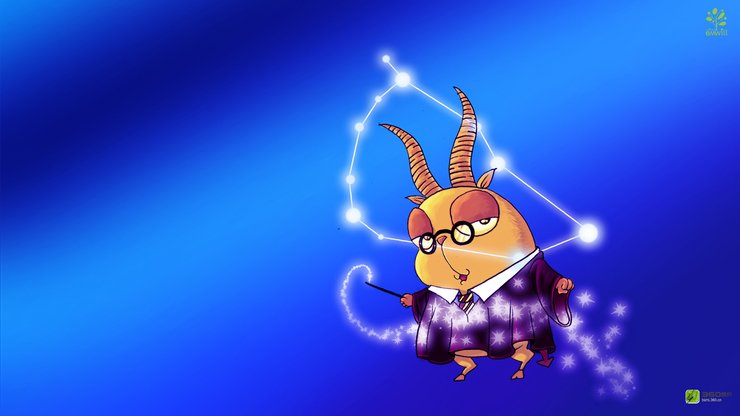 安卓手机动漫 卡通 插画 12星座 摩羯座 熊猫铁蛋高清壁纸