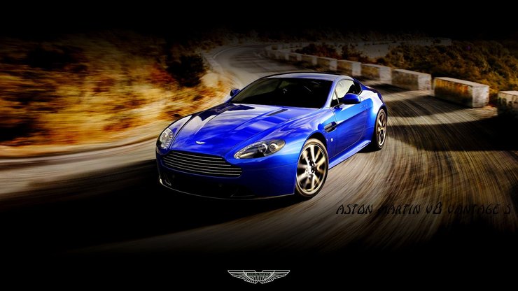 安卓手机汽车 超跑 蓝色 阿斯顿·马丁 V8 Vantage S高清壁纸